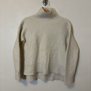 Everlane Women's Sweater Recycled Cashmere Wool Mock Neck Knit Pullover Cream S
